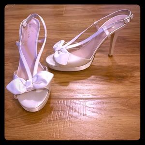 Kate spade white satin heels